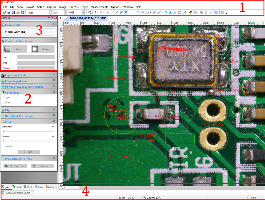 USB microscope camera measure software