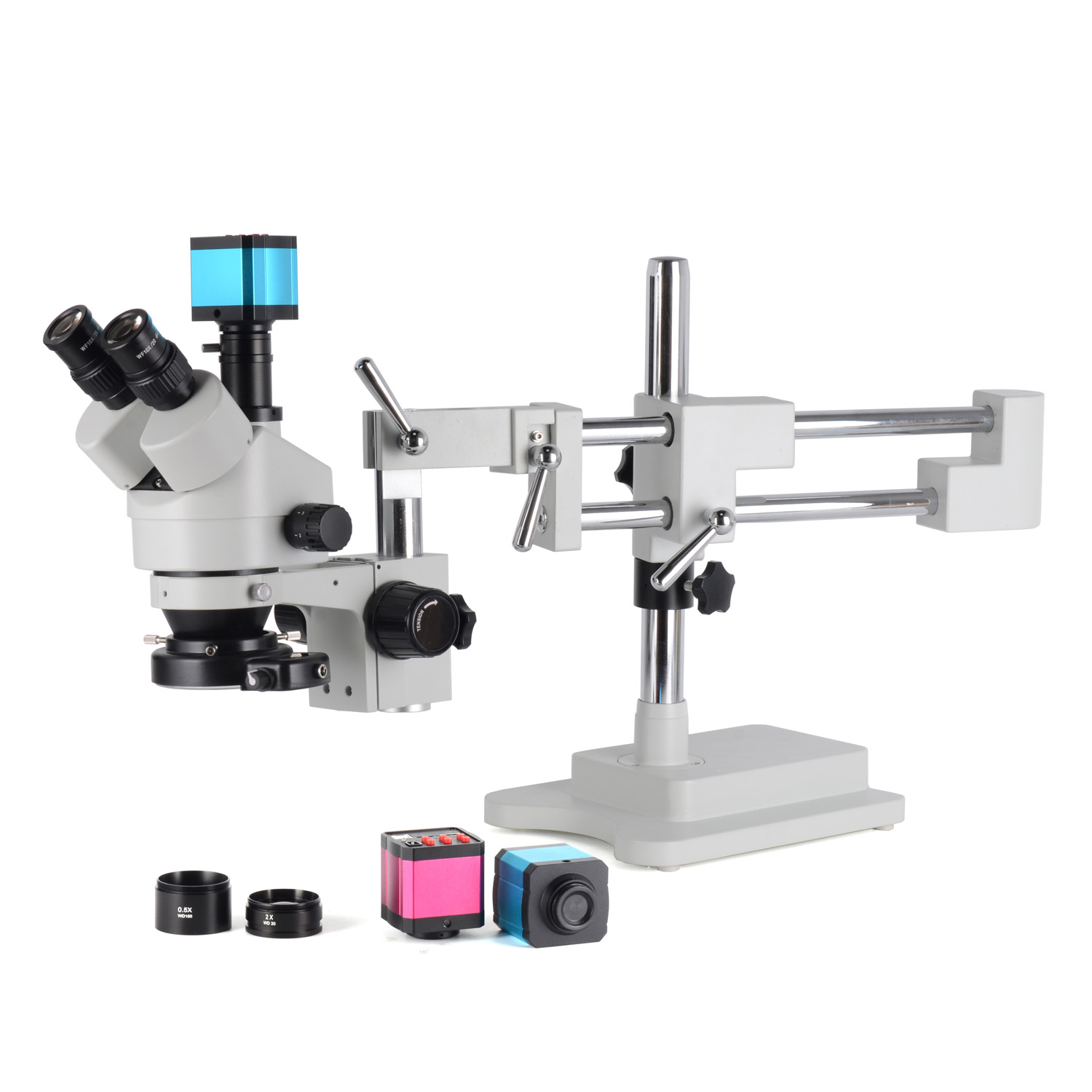 HD 14MP HDMI Industry Microscope Camera 3.5X-90X Simul-Focal Microscope Double Boom Stand Trinocular Stereo Zoom