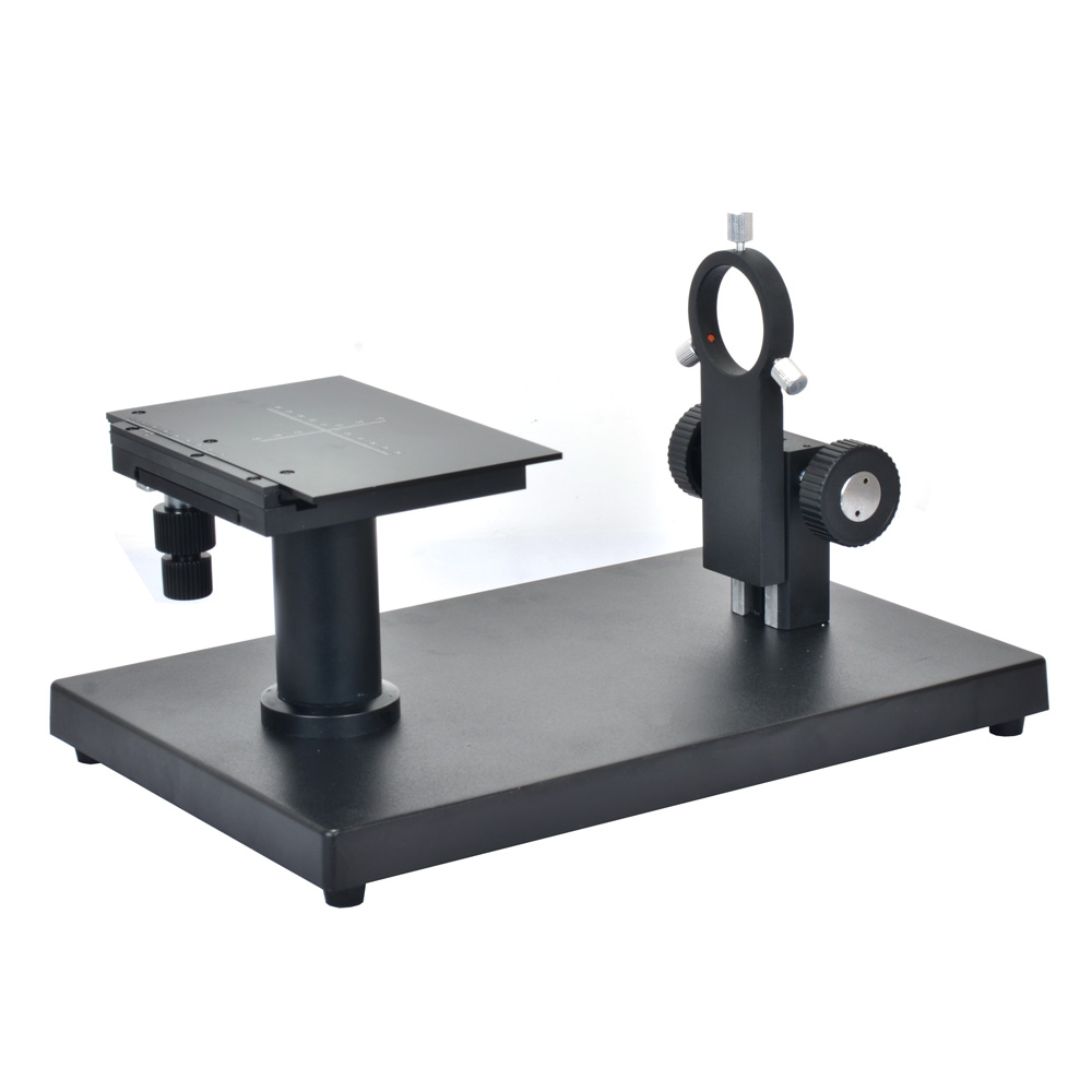 Horizontal Stereo Microscope Table Stand 50mm Gear Ring Holder Scale Plate X-Y Stage Load Table