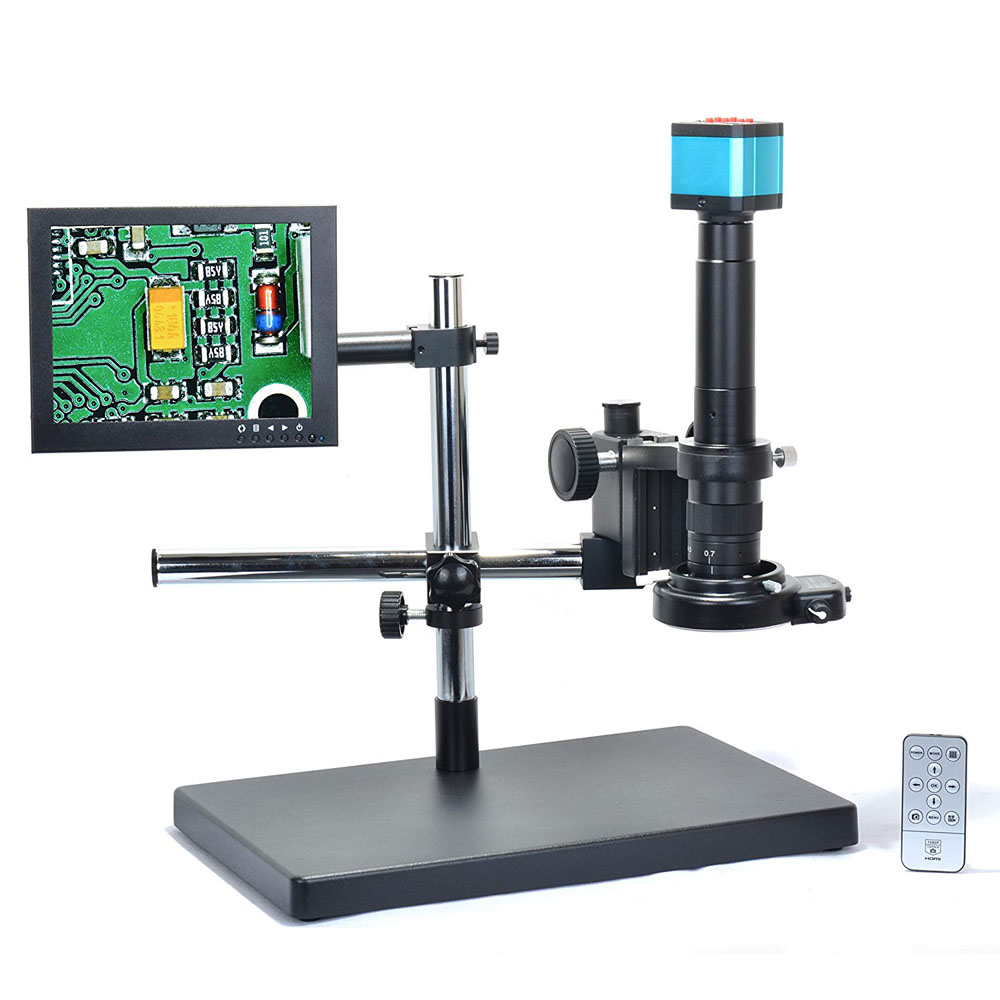 16MP HDMI USB Digital Industry Video Microscope Camera Set + Big Stand Universal bracket +300X C-MOUNT Lens+ 8" inch LCD Monitor