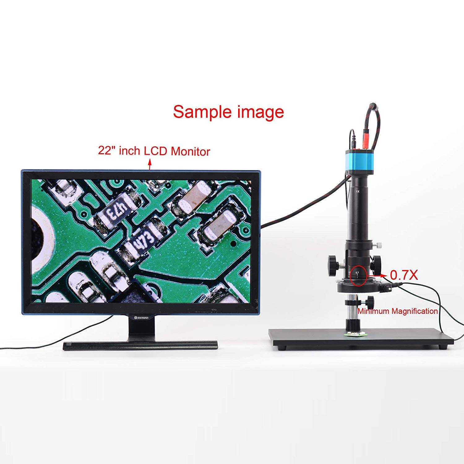 HAYEAR 14MP Monocular HDMI HD USB Digital Industry Video Microscope Camera Set Big Stereo Table Stand Zoom C-Mount Lens 144 LED Light (300X Zoon Lens)