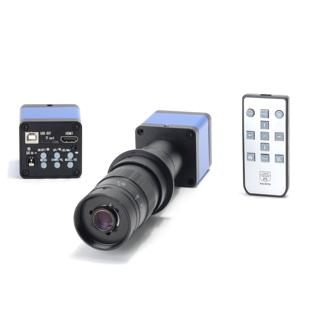 16MP Full HD 1080P 60FPS HDMI USB HD Output Industry C-Mount Microscope Video Camera Remote Control +180X Zoom C-Mount Lens