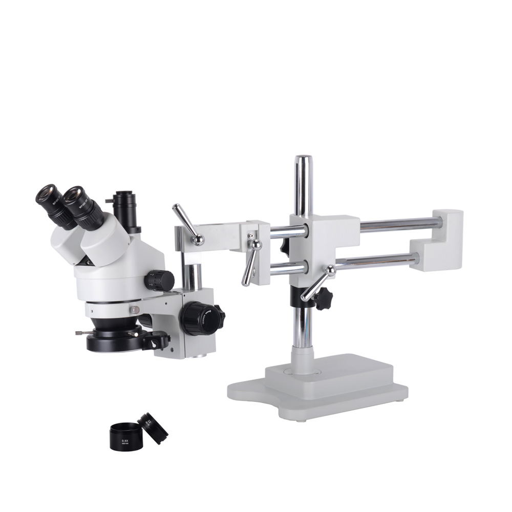 3.5X-90X Simul-Focal Microscope Double Boom Stand Trinocular Stereo Zoom