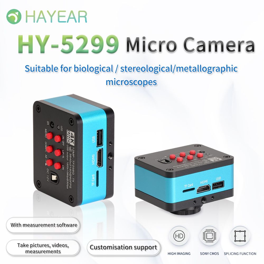 4K 60FPS HDMI Industrial Electronic Digital Video Microscope Camera HY-5299 Compatible with Windows/Mac/Linux