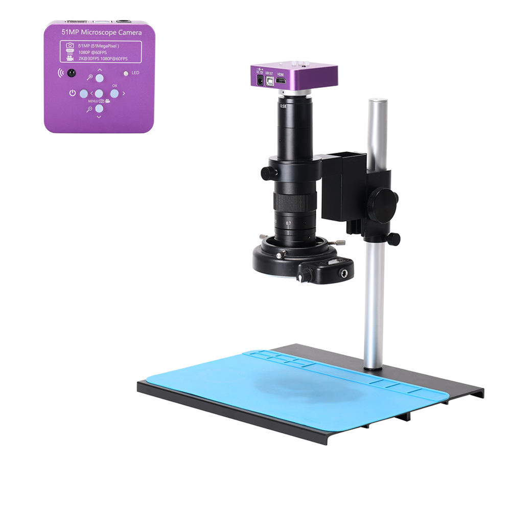 HAYEAR 4K 51MP HDMI USB Industrial Digital Video Microscope Camera Monocular 180X Zoom C-Mount Lens For PCB Phone Repair Soldering