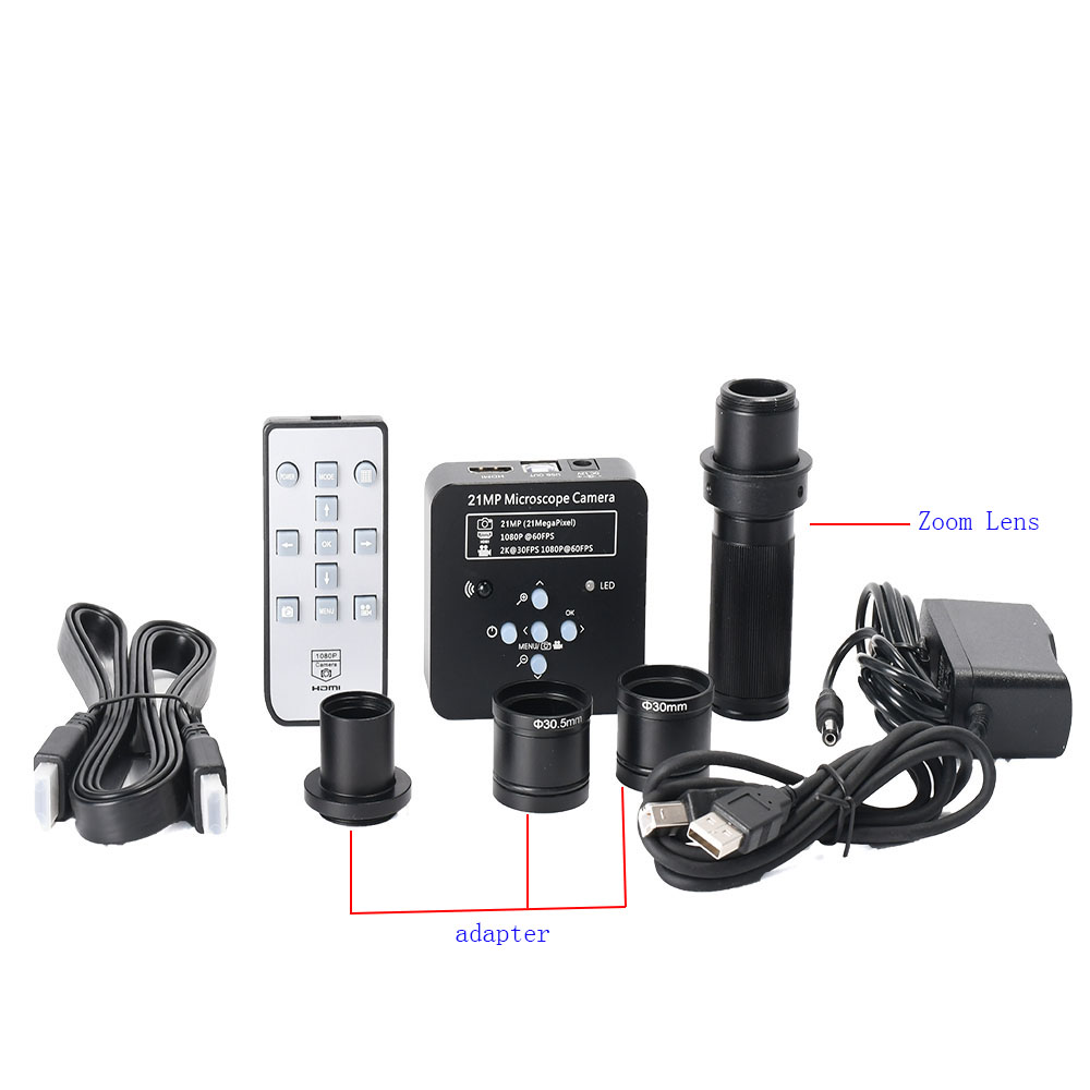 21MP 1080P 60FPS HDMI USB Industrial Camera C-mount Digital Video Soldering Microscope 23.2mm 30mm/30.5m Ring Adapter