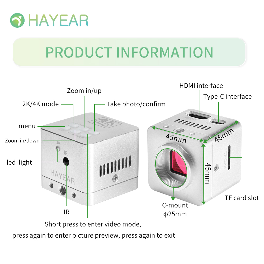 HAYEAR 8MP 4K USB Digital Camera 1/1.8 inch Sensor Microscope Camera UHD 3840x2160,USB Camera for Windows Web Cam OTG Supported for Education Lab PCB HAYEAR 8MP 4K USB Digital Camera 1/1.8 inch Sensor Microscope Camera UHD 3840x2160,USB Camera for Windows Web Cam OTG Supported for Education Lab PCB
