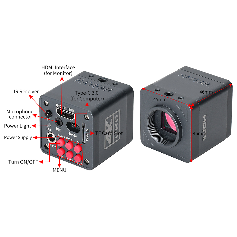 HAYEAR 8MP 4K USB Digital Camera 1/1.8 inch Sensor Microscope Camera UHD 3840x2160,USB Camera for Windows Web Cam OTG Supported for Education Lab PCB HAYEAR 8MP 4K USB Digital Camera 1/1.8 inch Sensor Microscope Camera UHD 3840x2160,USB Camera for Windows Web Cam OTG Supported for Education Lab PCB